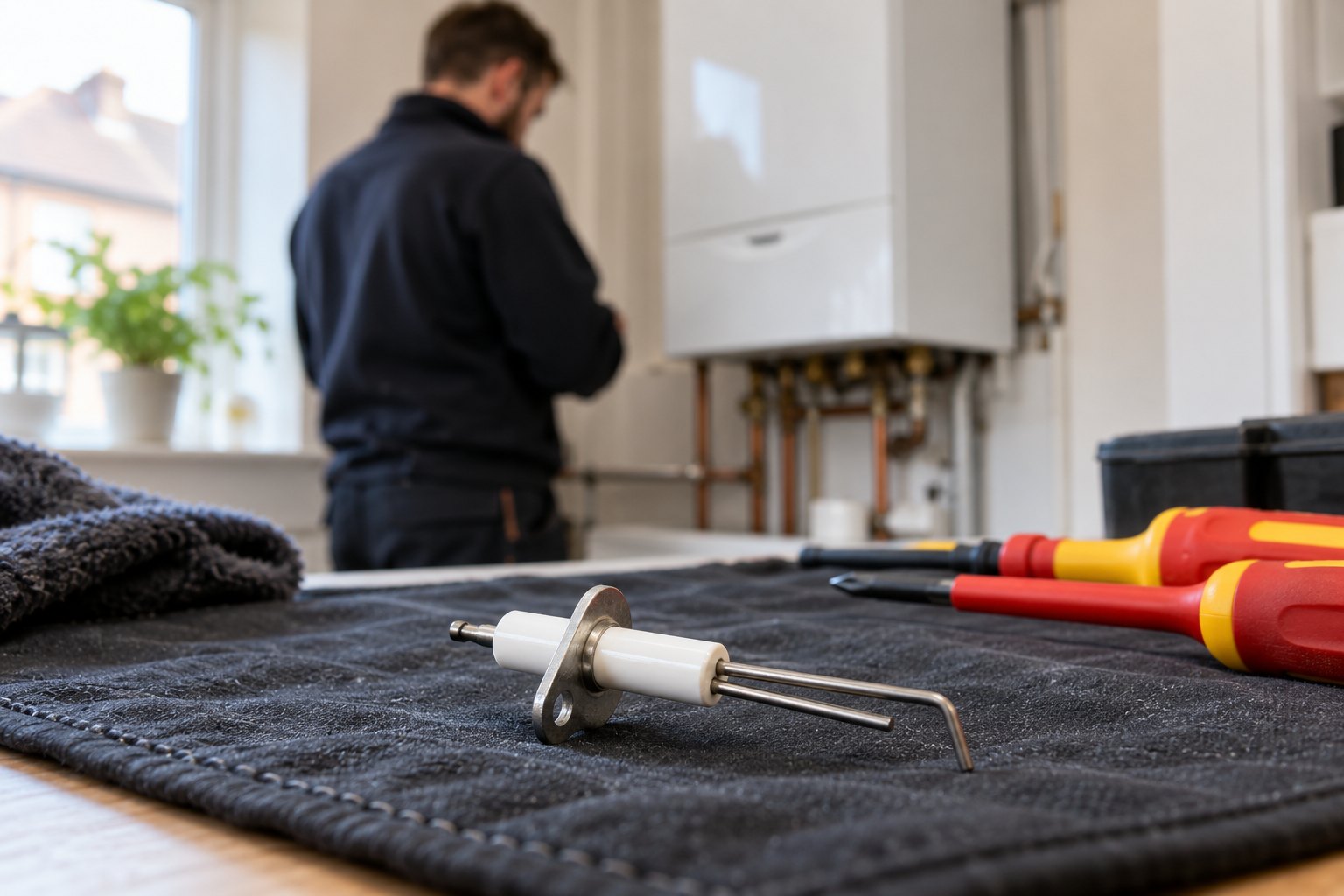 Replacement ignition electrode and insulated tools prepared on a protective mat